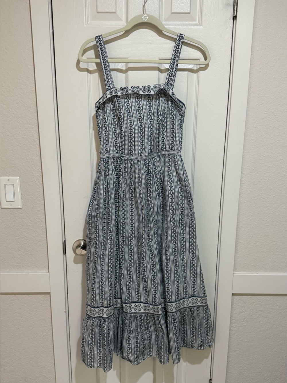 Max Studio Blue & White Striped Square-Neck Maxi Dress with POCKETS!! - Picture 3 of 10